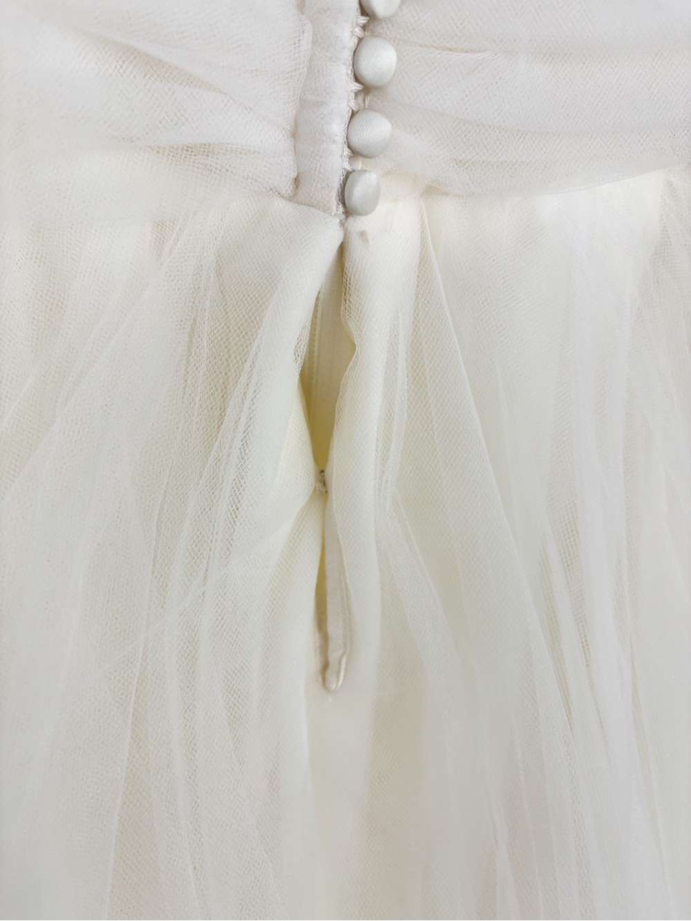 Vintage Oscar de la Renta Ivory Tulle Strapless Wedding Gown Sz S - Picture 13 of 16